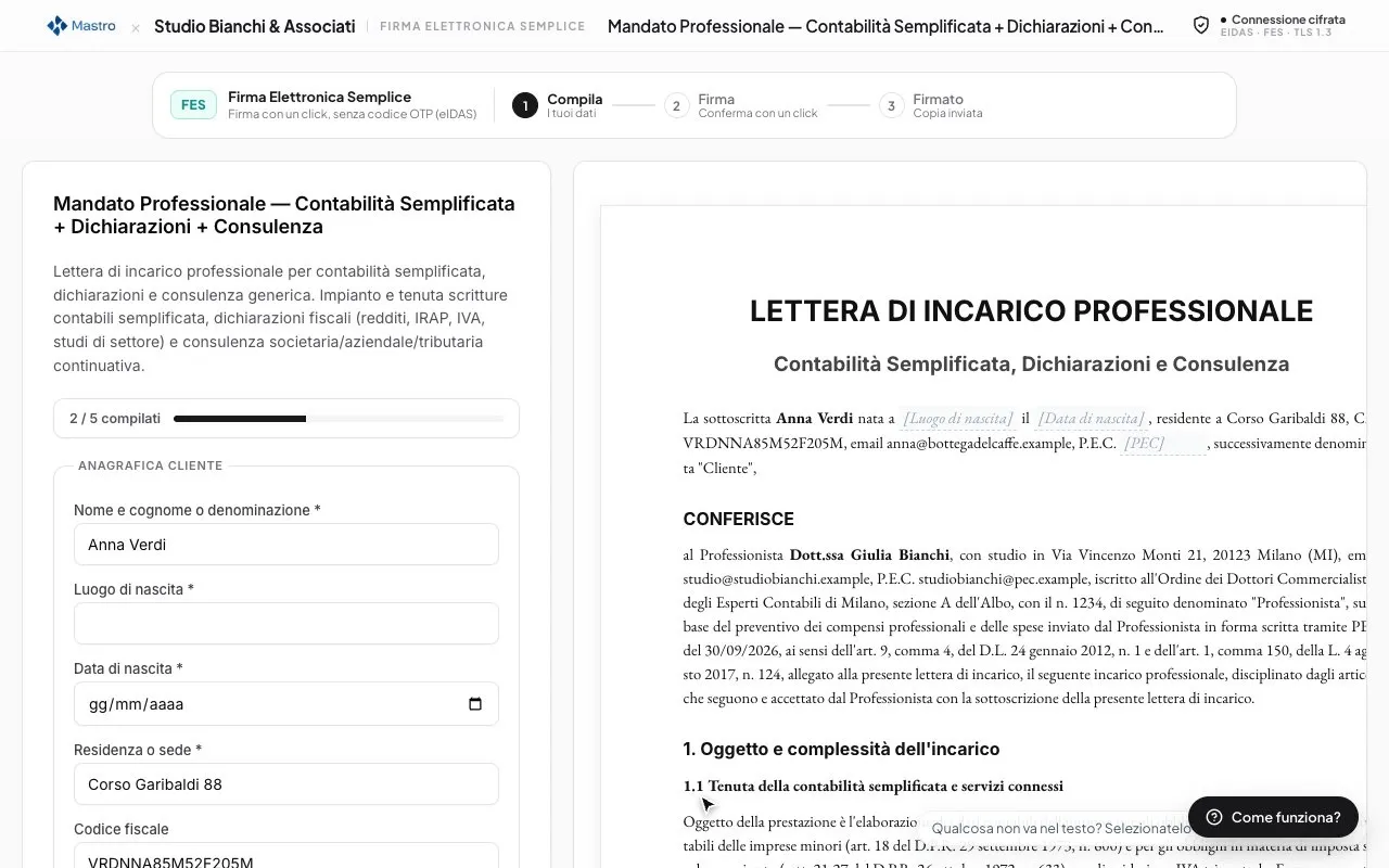 Il cliente firma dal telefono e paga con un link